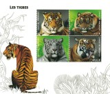 CONGO 2019 - Tigri / set complet MNH - colita + bloc ( 2 imagini), Nestampilat