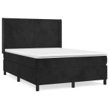 Cumpara ieftin Pat box spring cu saltea, negru, 140x200 cm, catifea