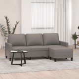 VidaXL Canapea cu 3 locuri și taburet, taupe, 180 cm, material textil
