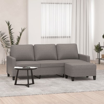 vidaXL Canapea cu 3 locuri și taburet, taupe, 180 cm, material textil foto
