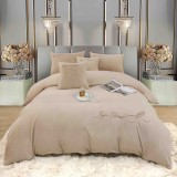 Cumpara ieftin Lenjerie de pat dublu cocolino,blana de iepure cu fir scurt,6 piese.cearceaf de pat cu elastic,bej-A1450