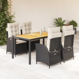 vidaXL Set mobilier de grădină cu perne, 5 piese, negru, poliratan 3213088
