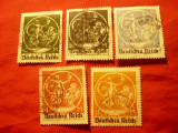 Serie Bavaria 1920 cu supratipar Deutsches Reich , 5 valori stampilate, Stampilat