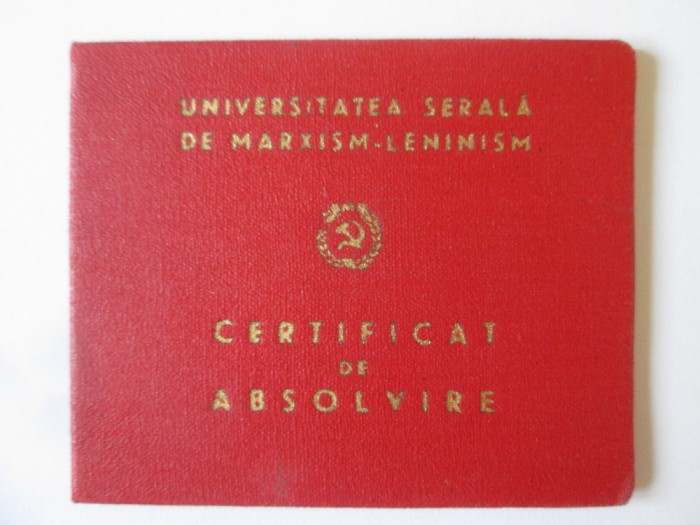Certificat de absolvire cu foto Universitatea Serala de Marxism-Leninism 1964
