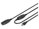 Repeater USB 3.0 DIGITUS, cablu 20m, USB A mufă - USB A soclu, negru