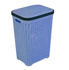 Cos de Rufe STERK, 46x36x51 cm, cu Capac, Rattan Albastru, Cosuri Rattan pentru Rufe, Cos din Rattan pentru Rufe cu Capac, Cos Mare pentru Rufe cu Cap foto