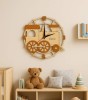Ceas Copii Lemn Locomotiva Educativ, 30cm, Colorat, Sigur si Durabil, Montare Usoara, Invata Ora Distractiv