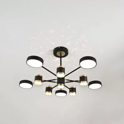 Lustra LED cu telecomanda NOVA 95W, 10 Elemente, lumina Rece/Calda/Neutra, Dimabila, Negru ModernLight Concept foto
