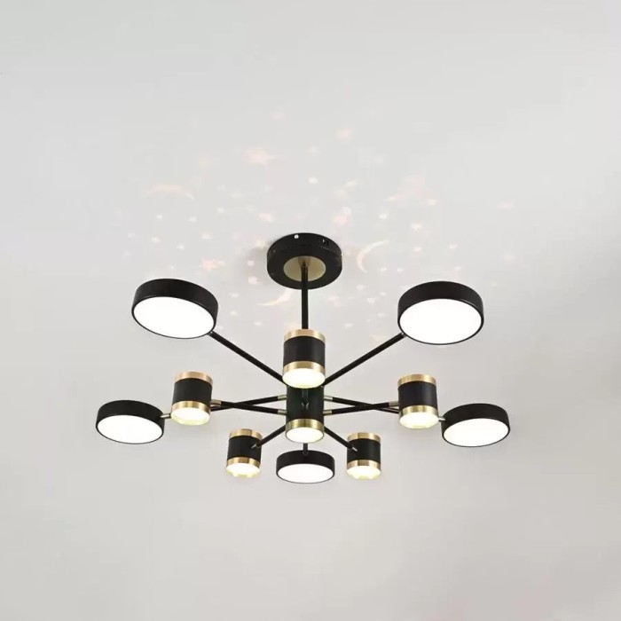 Lustra LED cu telecomanda NOVA 95W, 10 Elemente, lumina Rece/Calda/Neutra, Dimabila, Negru ModernLight Concept
