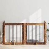 vidaXL Poartă pentru c&acirc;ini cu suporturi 4 pcs Lemn vechi 100 x 100 cm 892035