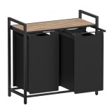 VASAGLE Cos de rufe, 2 compartimente, saci de rufe detasabili, raft, cadru metalic, 2x46L, 73x33x72 cm, maro si negru Household NewTrend