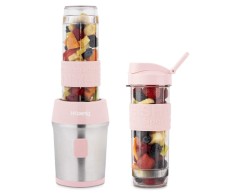 Mini blender portabil H.Koenig SMOO12, 570 ml, 300 W, 2 sticle, roz - RESIGILAT