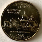 AMERICA QUARTER 1/4 DOLLAR 2000 LITERA P.(VIRGINIA-JAMESTOWN-QUADRICENTENNIAL)BU, America de Nord, Cupru-Nichel