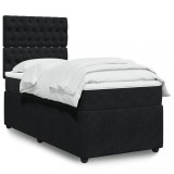 VidaXL Pat box spring cu saltea, negru, 90x200 cm, catifea 3292246