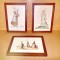 D193-Set 3 Tablouri grafica color Horace Vernet Doamne de epoca pe biciclete.