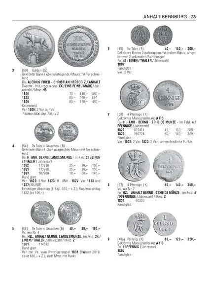 Catalog de monede germane din 1800 p&acirc;nă &icirc;n prezent