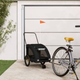 VidaXL Remorcă bicicletă animale companie, negru, textil oxford/fier