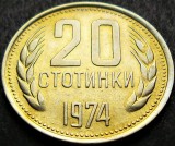 Moneda 20 STOTINKI - BULGARIA, anul 1974 *cod 1607 C