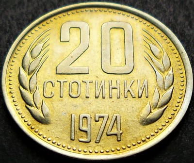 Moneda 20 STOTINKI - BULGARIA, anul 1974 *cod 1607 C foto