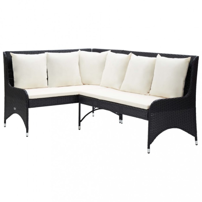 Gossi canapele de colt pentru gradina, 2 buc., negru, poliratan