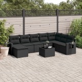 Cumpara ieftin Gossi set mobilier de gradina cu perne, 9 piese, negru, poliratan