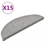 Cumpara ieftin Covorase pentru scari, 15 buc., 56x17x3 cm, gri deschis, semirotunde
