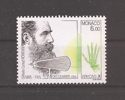 Monaco 1995 - 100 de ani de la descoperirea razelor X de Wilhelm Rontgen, MNH foto