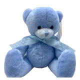 Ursuleț Plus Albastru 20cm Decor Lumanare Botez, Aranjamente Florale, Jucarie Copii Peste 3 Ani