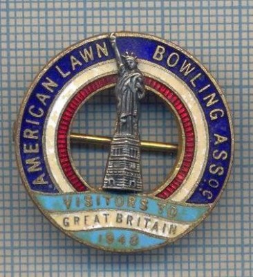 AX 313 INSIGNA BOWLING-AMERICAN LAWN-BOWLING ASSOCIATION-VISITORS TO GREAT BRITA foto