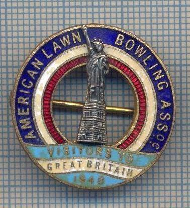 AX 313 INSIGNA BOWLING-AMERICAN LAWN-BOWLING ASSOCIATION-VISITORS TO GREAT BRITA