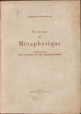 HST C6063 Syst&amp;egrave;me de M&amp;eacute;taphysique ... 1943 Eugeniu Speranția foto
