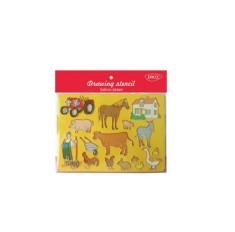 Sablon Desen Ferma DACO, 25x20 cm, Sablon Ideal pentru Trasarea Desenelor cu Animale, Plastic, Portocaliu, Sablon pentru Desenarea Animalelor, Sablon foto