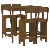 Set mobilier bar de gradina, 5 piese, maro miere lemn masiv pin