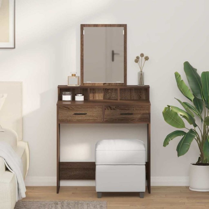 Masă de toaletă Stejar &icirc;nchis 79 x 41 x 140 cm Lemn compozit