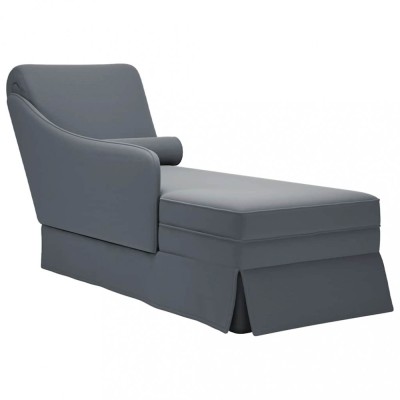 vidaXL Sezlong cu suport și cotiera dreaptă catifea gri &amp;icirc;nchis 4009783 foto