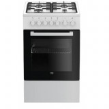 Aragaz mixt Beko FSE52120DWO, 4 arzatoare, plita pe gaz, cuptor electric, grill, timer, 50 cm, alb