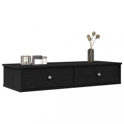 vidaXL Raft de perete cu sertare negru 100x37,5x19 cm lemn prelucrat 859960 foto