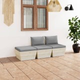 vidaXL Set mobilier grădină din paleți cu perne, 3 piese, lemn molid 3063409