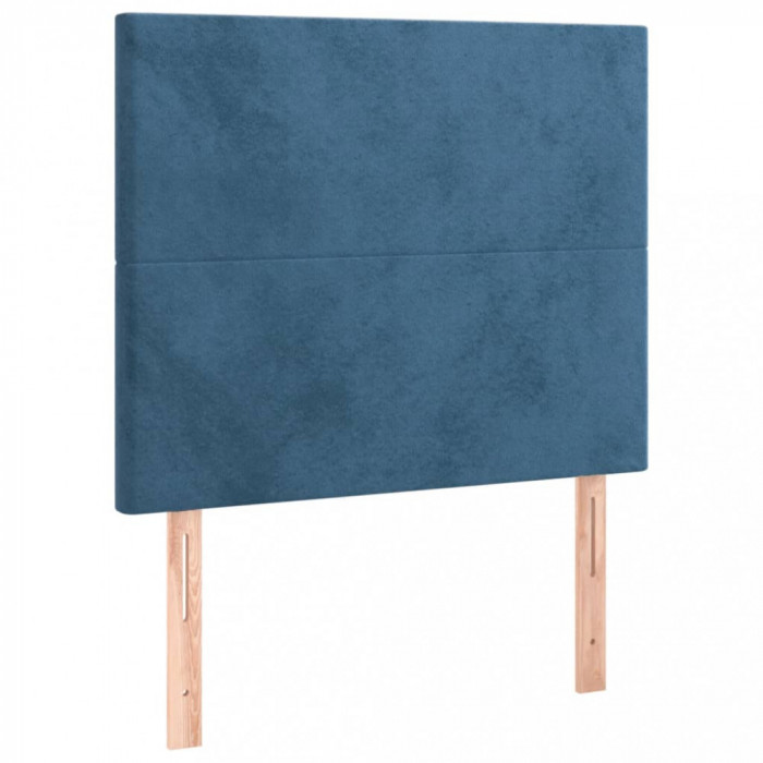 Tăblii de pat, 2 buc, albastru &icirc;nchis, 100x5x78/88 cm, catifea