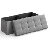 SONGMICS Taburet pliabil cu sezut moale, spatiu de depozitare 131litri, maxim 300kg, 110x38x38cm, gri Household NewTrend