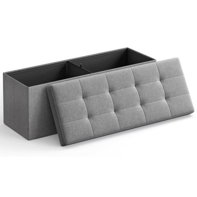 SONGMICS Taburet pliabil cu sezut moale, spatiu de depozitare 131litri, maxim 300kg, 110x38x38cm, gri Household NewTrend foto