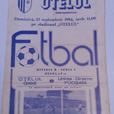 Program meci fotbal OTELUL GALATI - UNIREA DINAMO FOCSANI (23.09.1984)