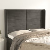 VidaXL Tăblie de pat cu aripioare gri &icirc;nchis 147x16x118/128 cm catifea 3119769