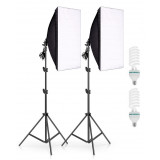 Set 2 Lampi Softbox pentru Studio + Suport Trepied Reglabil 80-200cm Andoer 2 x bec 150W