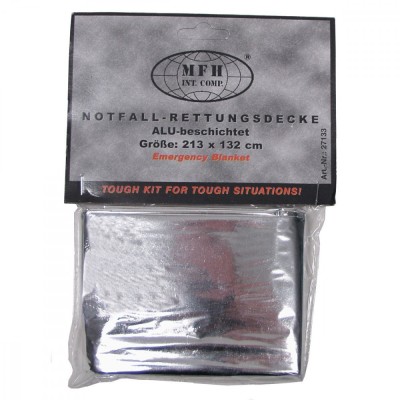 Folie supravietuire 213 x 132 cm, 50 grame argintie pentru accidente, soc, arsuri, semnalizare OutsideGear Venture foto