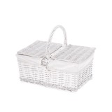 Cumpara ieftin Cos depozitare lemn rachita textil alb 40 x 30 x 34 cm