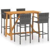 Cumpara ieftin Set mobilier bar de gradina, 5 piese, gri