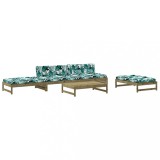 Set mobilier de gradina cu perne, 5 piese, lemn de pin tratat