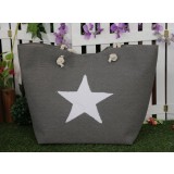 Geanta de plaja, Star Gri, 38x57 cm