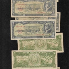 Cuba 5 pesos 1958 F-VF pret pe bucata